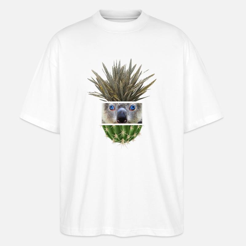 Koala Azure Cactus Collage - Stanley/Stella Oversized Unisex Organic T-shirt Blaster 2.0 - white