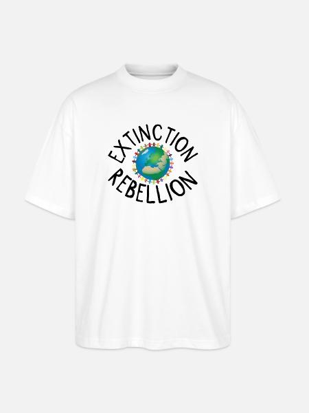 Extinction Rebellion menneskekjede svart - Stanley/Stella Blaster 2.0 Økologisk Oversized Unisex T-skjorte - hvit