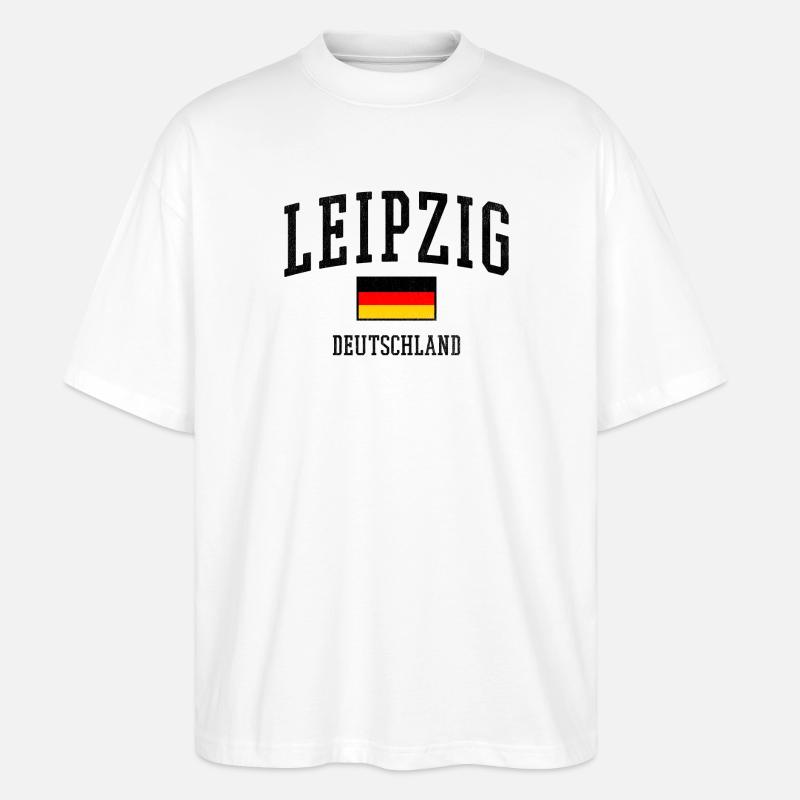Leipzig Deutschland Design mit Flagge - Stanley/Stella Oversized Unisex Bio T-Shirt Blaster 2.0 - Weiß