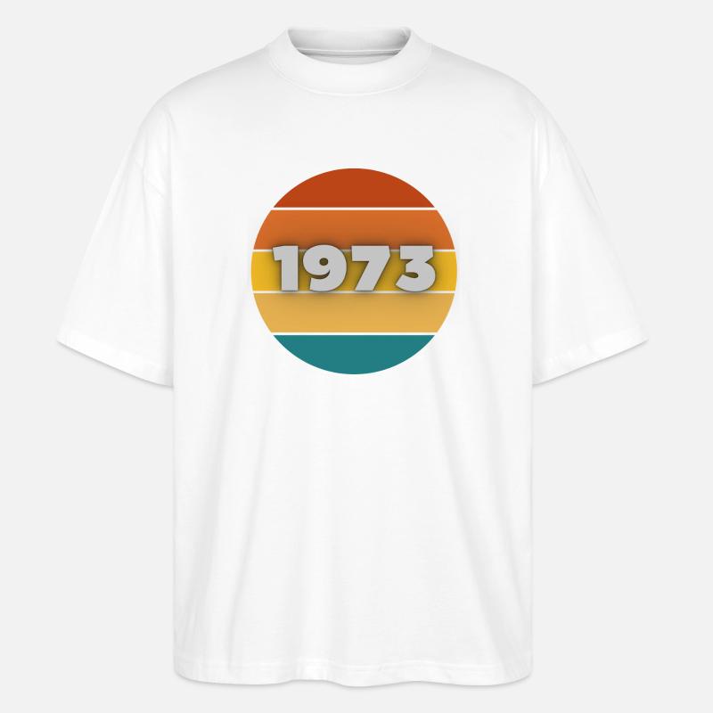 1973, année de naissance, 50 ans - T-shirt bio Blaster 2.0 coupe oversize Stanley/Stella Unisexe - blanc