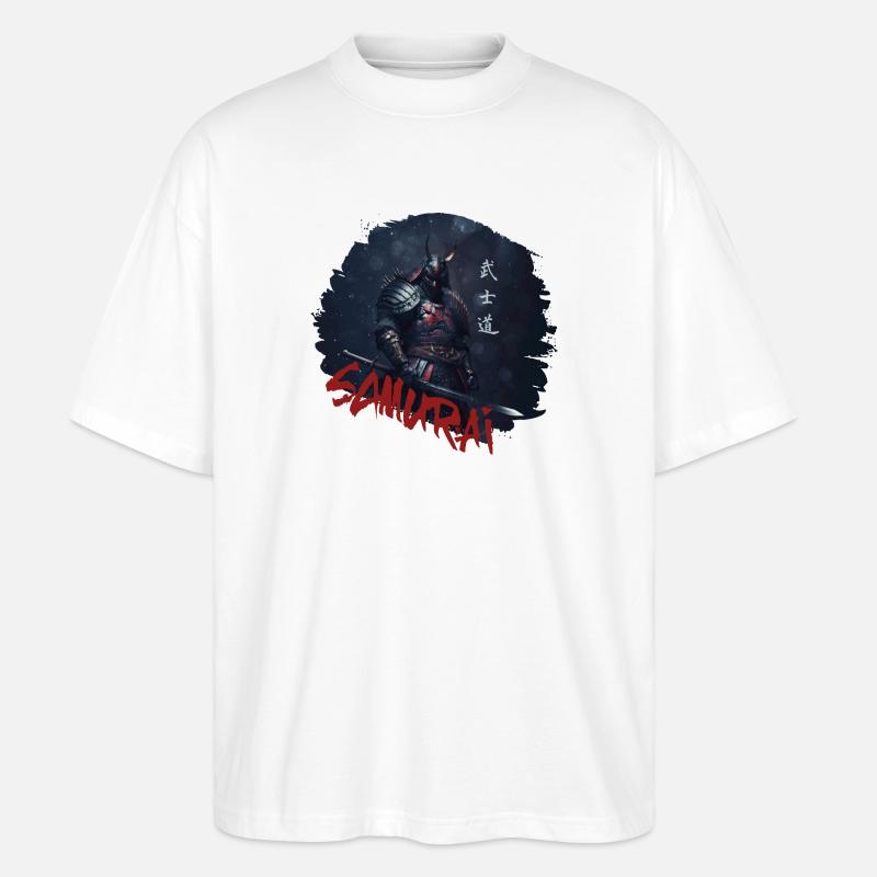 Samurai Krieger mit Katana - Stanley/Stella Oversized Unisex Bio T-Shirt Blaster 2.0 - Weiß