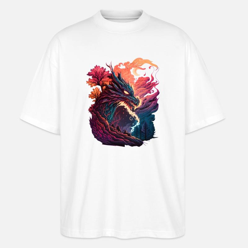 Asiatischer Drache - Stanley/Stella Oversized Unisex Bio T-Shirt Blaster 2.0 - Weiß