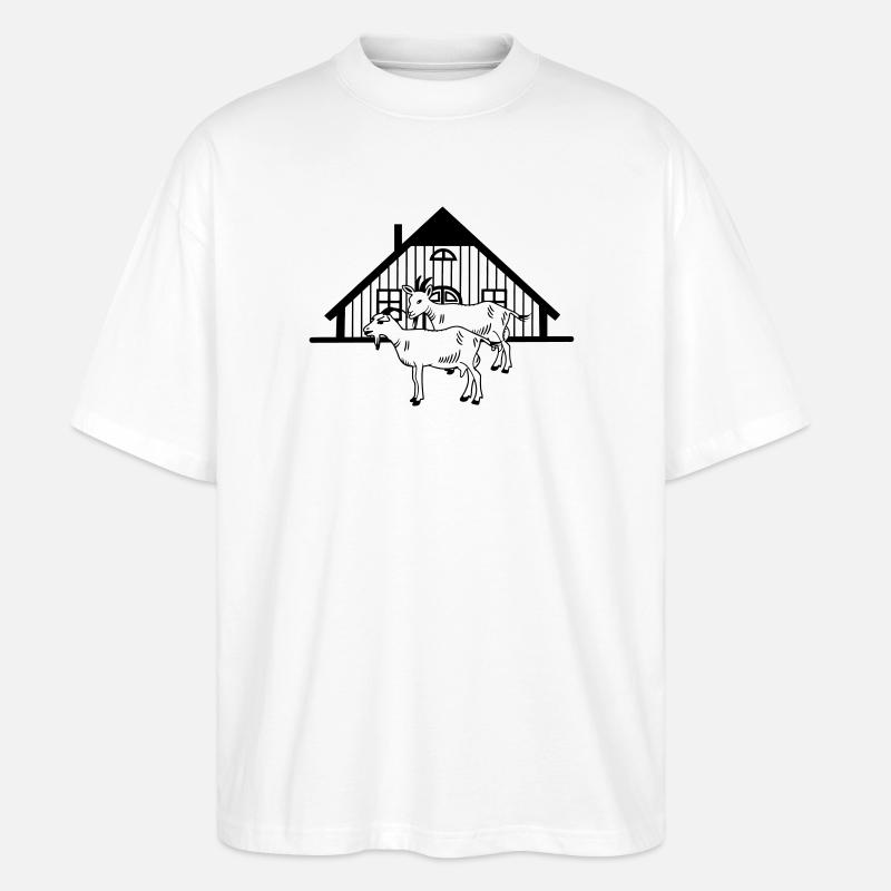 Ziegenfarm oder Stall - Stanley/Stella Oversized Unisex Bio T-Shirt Blaster 2.0 - Weiß