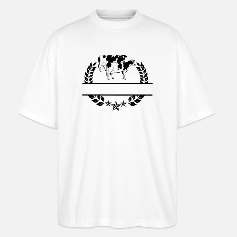 Monogramme de vaches - T-shirt bio Blaster 2.0 coupe oversize Stanley/Stella Unisexe - blanc