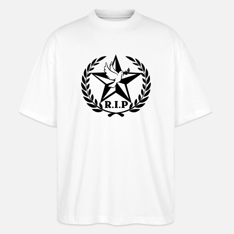 R.I.P Sterntaube Lorbeerkranz - Stanley/Stella Oversized Unisex Bio T-Shirt Blaster 2.0 - Weiß