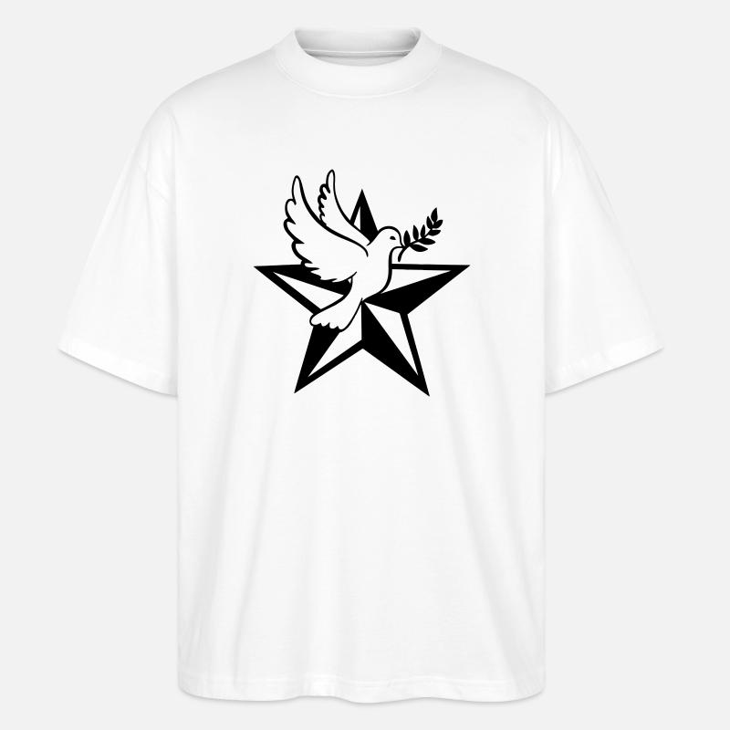 Stern mit Taube - Stanley/Stella Oversized Unisex Bio T-Shirt Blaster 2.0 - Weiß