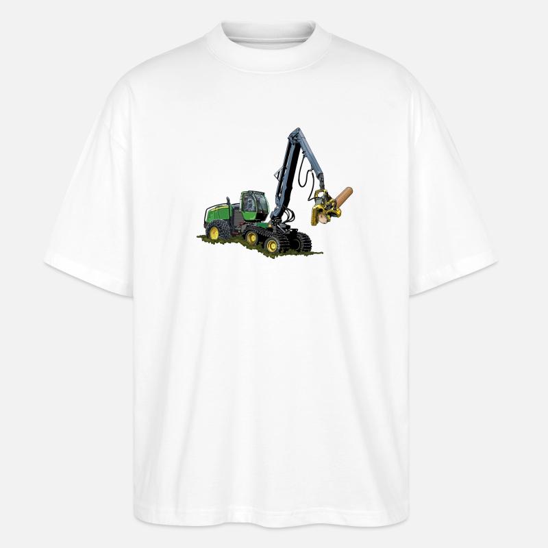 Harvester, Holzerntemaschine - Stanley/Stella Oversized Unisex Bio T-Shirt Blaster 2.0 - Weiß
