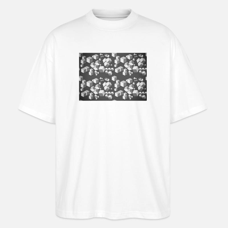 Deco pattern grey-white - Stanley/Stella Oversized Unisex Organic T-shirt Blaster 2.0 - white
