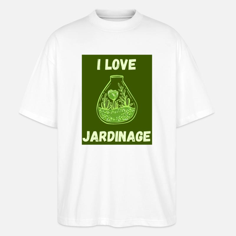 PRINTEMPS. JARDINAGE. RETRAITE. PRINTEMPS. JARDIN. - T-shirt bio Blaster 2.0 coupe oversize Stanley/Stella Unisexe - blanc