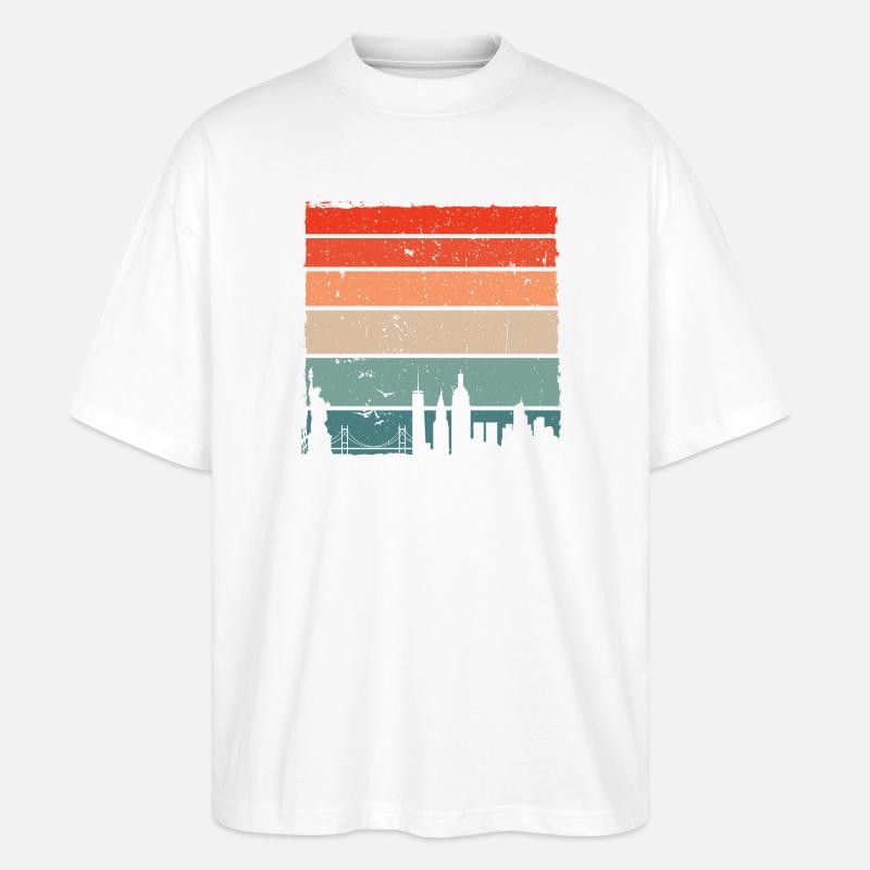 Sunset Skyline Gradient - Stanley/Stella Oversized Unisex Organic T-shirt Blaster 2.0 - white