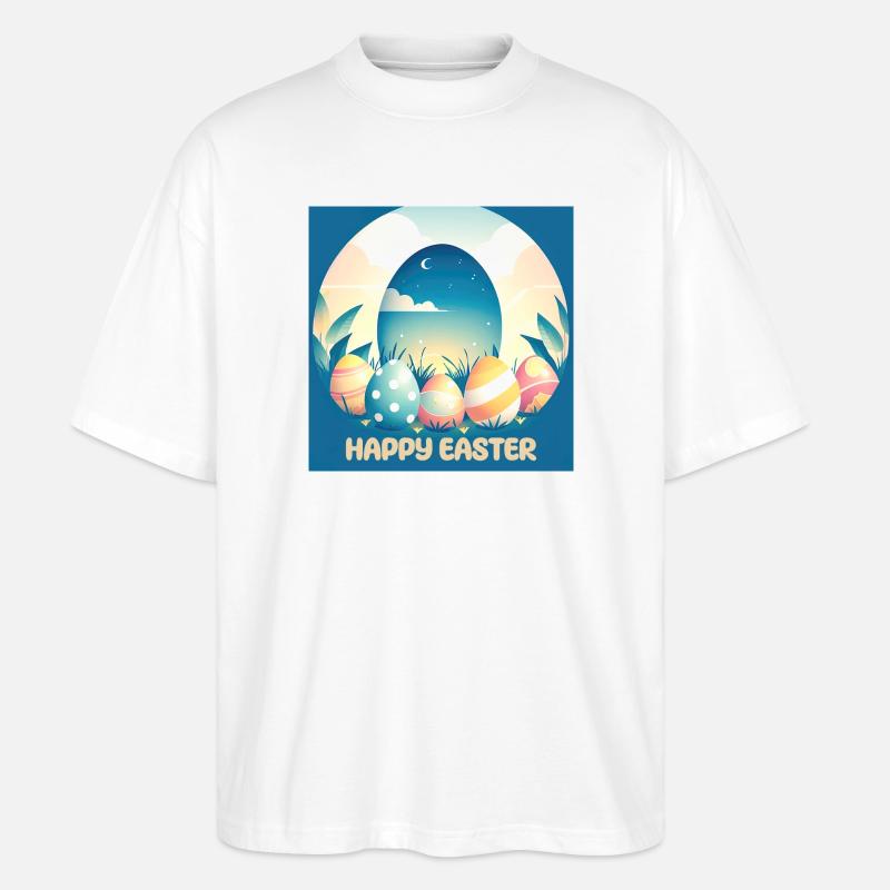 Frohe Ostern, Osterei - Stanley/Stella Oversized Unisex Bio T-Shirt Blaster 2.0 - Weiß