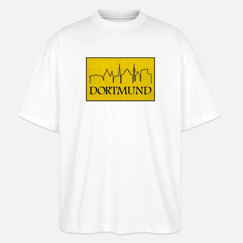 Dortmund Skyline Gelb Design - Stanley/Stella Oversized Unisex Bio T-Shirt Blaster 2.0 - Weiß