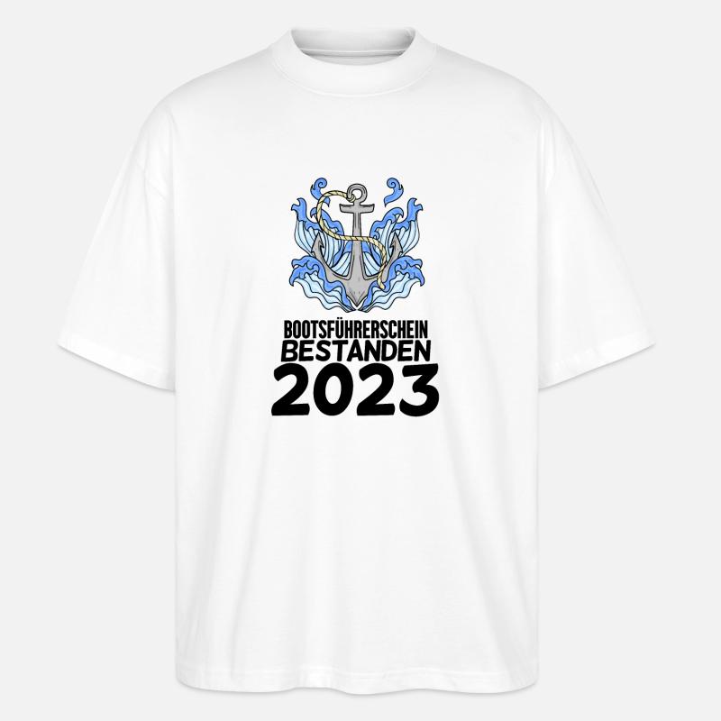 Bootsführerschein 2023 - Stanley/Stella Oversized Unisex Bio T-Shirt Blaster 2.0 - Weiß