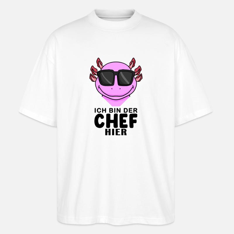 cooler Axolotl Chef Spruch - Stanley/Stella Oversized Unisex Bio T-Shirt Blaster 2.0 - Weiß