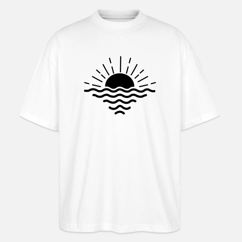 Coucher de soleil mer - T-shirt bio Blaster 2.0 coupe oversize Stanley/Stella Unisexe - blanc
