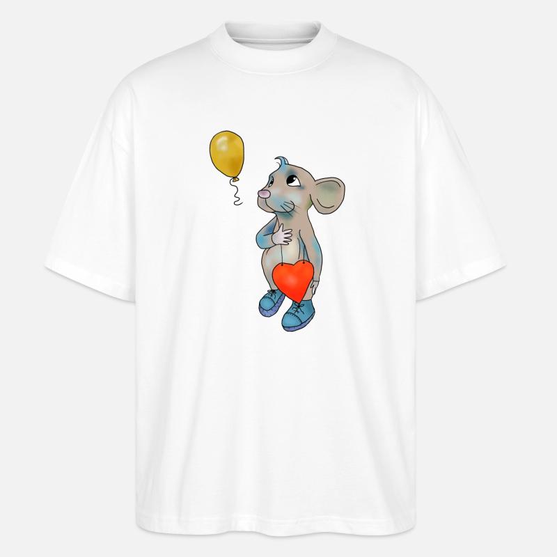 Maus und Luftbollon - Stanley/Stella Oversized Unisex Bio T-Shirt Blaster 2.0 - Weiß