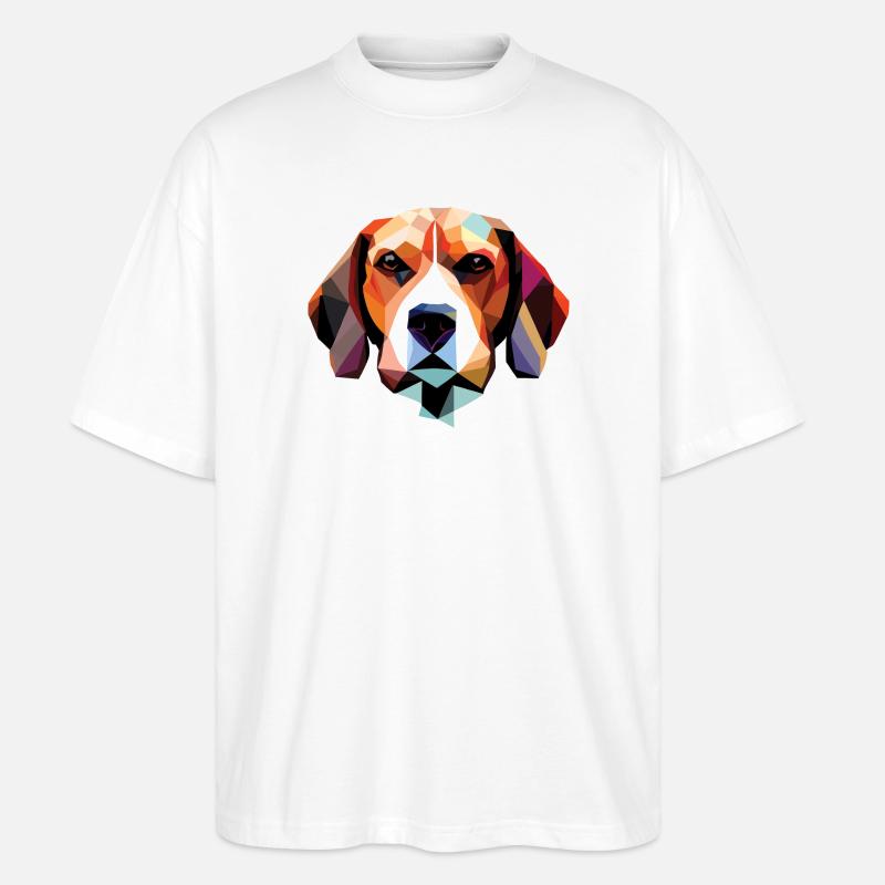 Polygone de chien beagle - T-shirt bio Blaster 2.0 coupe oversize Stanley/Stella Unisexe - blanc