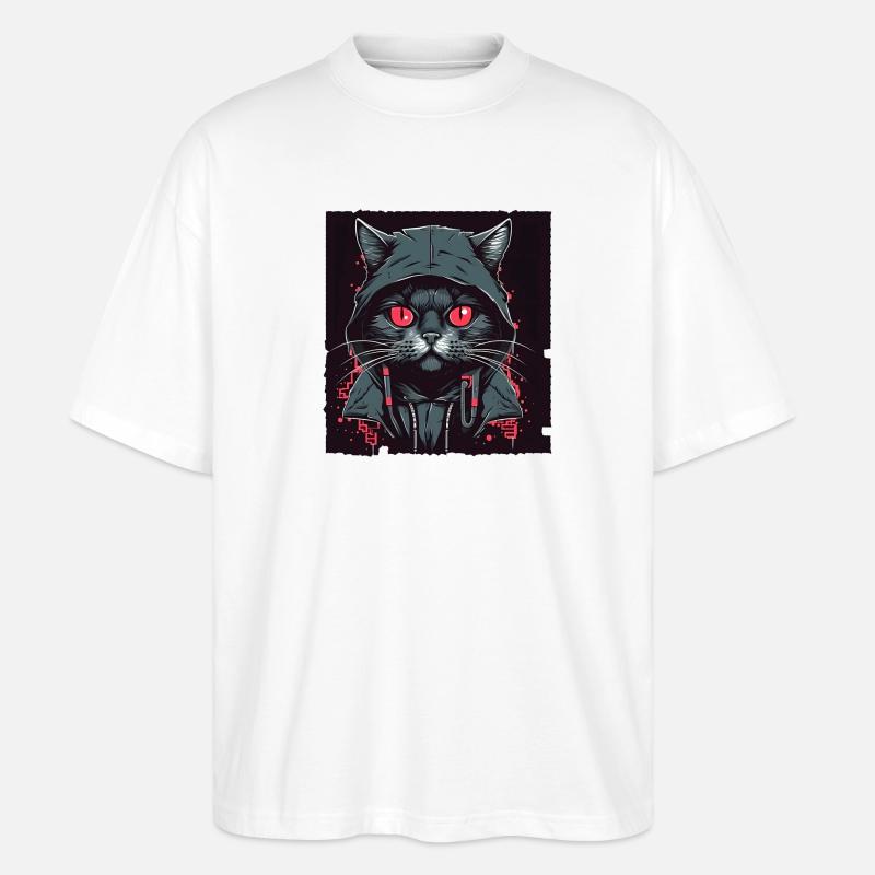 Hacker cat - Stanley/Stella Oversized Unisex Bio T-Shirt Blaster 2.0 - Weiß