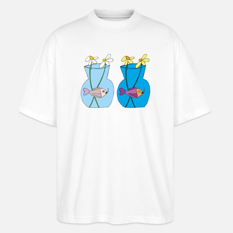 fisch im glas 2er - Stanley/Stella Oversized Unisex Bio T-Shirt Blaster 2.0 - Weiß
