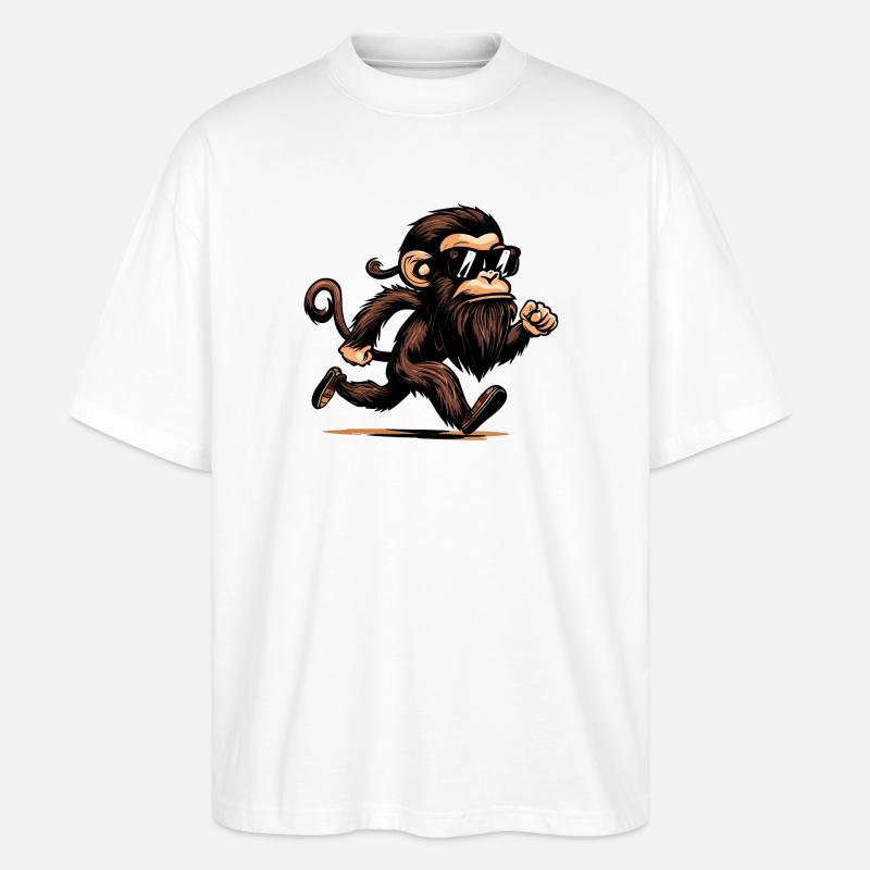 Singe en cours d’exécution - T-shirt bio Blaster 2.0 coupe oversize Stanley/Stella Unisexe - blanc