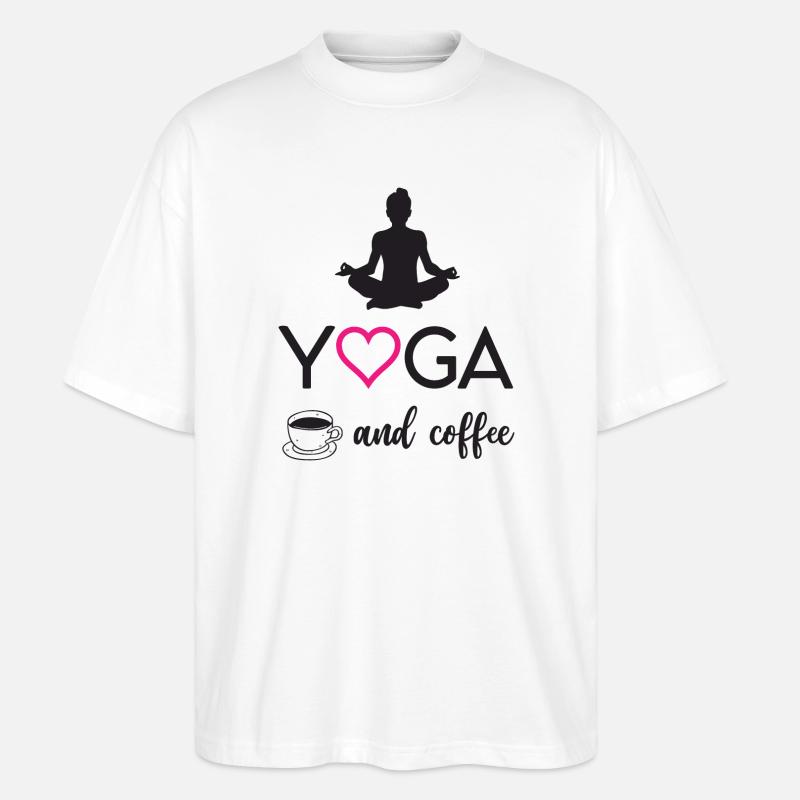 Yoga und Kaffee - Stanley/Stella Oversized Unisex Bio T-Shirt Blaster 2.0 - Weiß