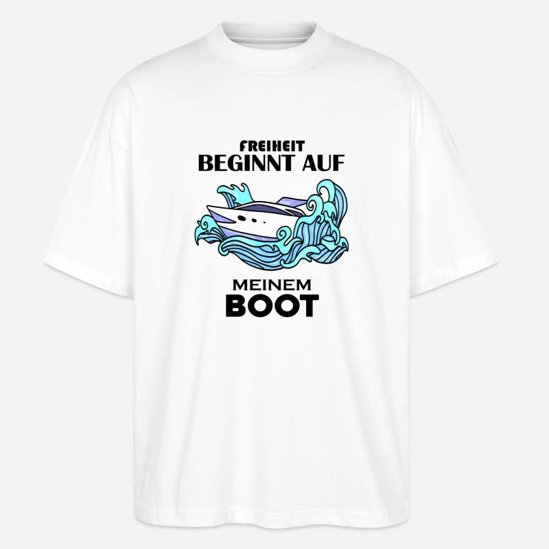 Boote Motorboot - Stanley/Stella Oversized Unisex Bio T-Shirt Blaster 2.0 - Weiß