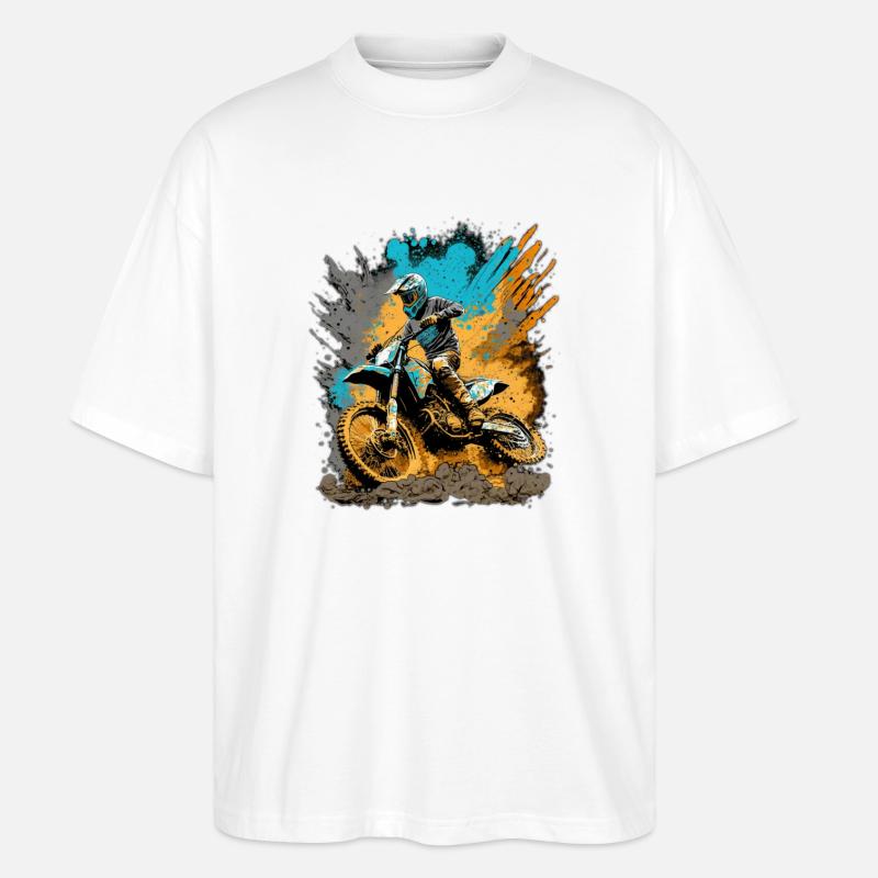 Motocross Action Schlamm Spritzer - Stanley/Stella Oversized Unisex Bio T-Shirt Blaster 2.0 - Weiß