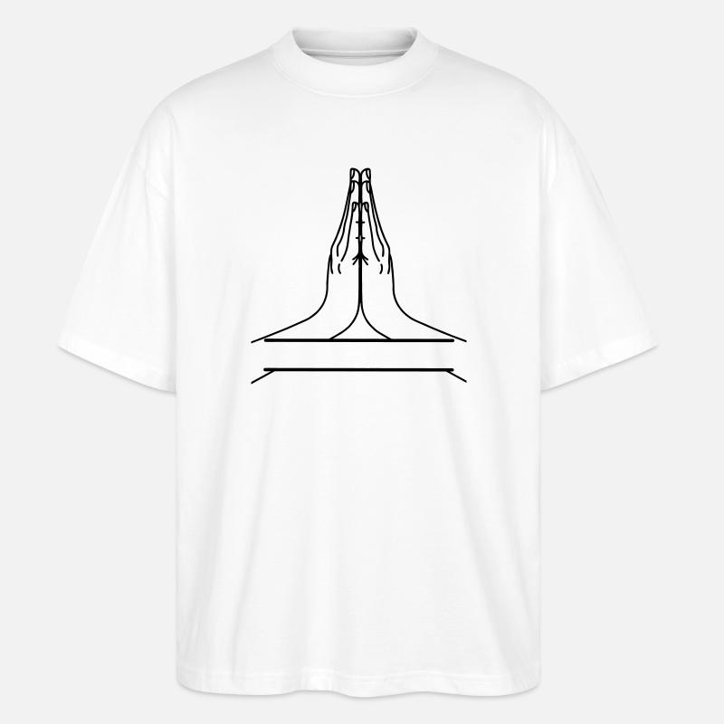 Namaste zwei Hände mit Textleiste. - Stanley/Stella Oversized Unisex Bio T-Shirt Blaster 2.0 - Weiß
