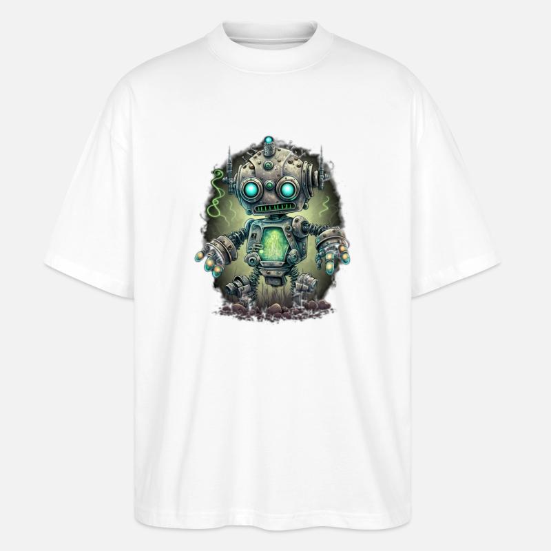 Neon Steampunk Roboter - Stanley/Stella Oversized Unisex Bio T-Shirt Blaster 2.0 - Weiß