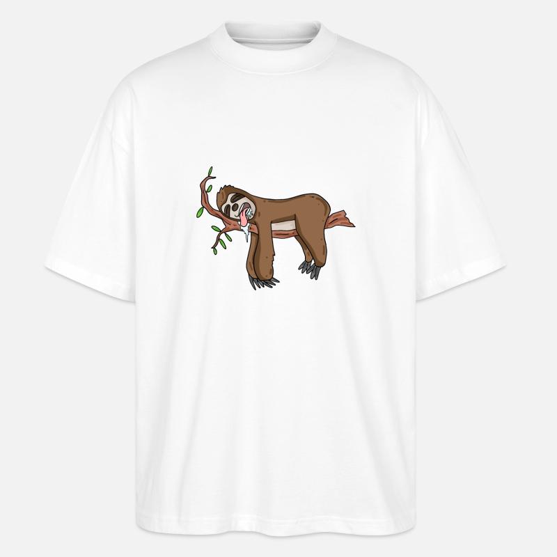 Sleeping sloth - Stanley/Stella Oversized Unisex Organic T-shirt Blaster 2.0 - white