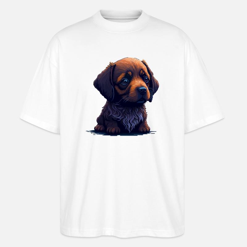 Dackel im Digital Style - Stanley/Stella Oversized Unisex Bio T-Shirt Blaster 2.0 - Weiß