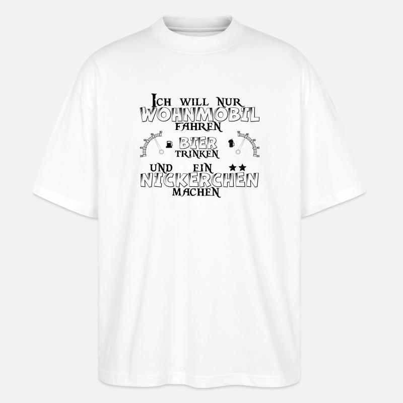 Wohnmobil Bier Nickerchen Camping - Stanley/Stella Oversized Unisex Bio T-Shirt Blaster 2.0 - Weiß
