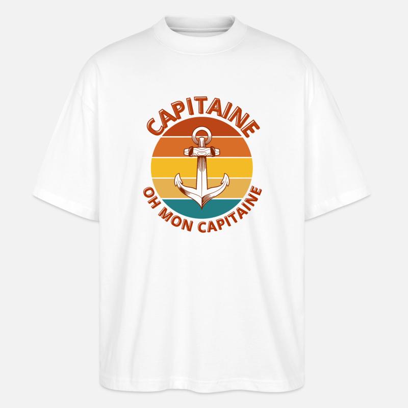 capitaine, oh mon capitaine, marin - T-shirt bio Blaster 2.0 coupe oversize Stanley/Stella Unisexe - blanc