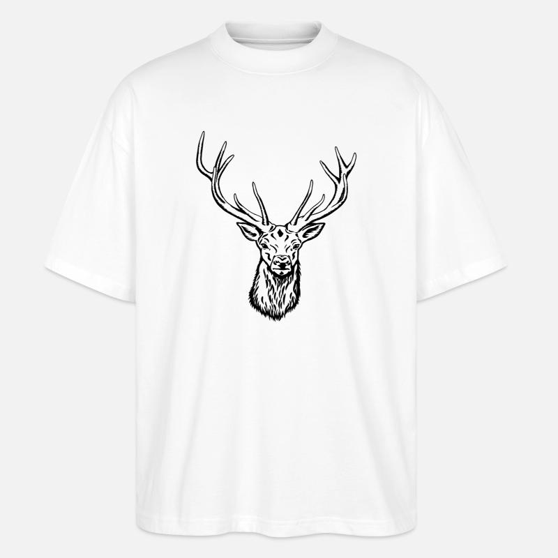 Rothirsch Portrait - Stanley/Stella Oversized Unisex Bio T-Shirt Blaster 2.0 - Weiß