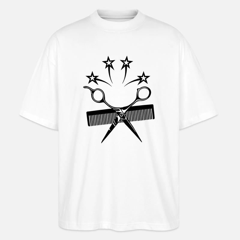 Sternschere Kamm Friseur - Stanley/Stella Oversized Unisex Bio T-Shirt Blaster 2.0 - Weiß