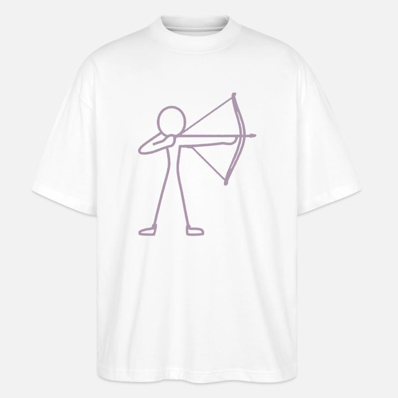 Strichmännchen Bogen Bogenschießen Bogenschütze - Stanley/Stella Oversized Unisex Bio T-Shirt Blaster 2.0 - Weiß