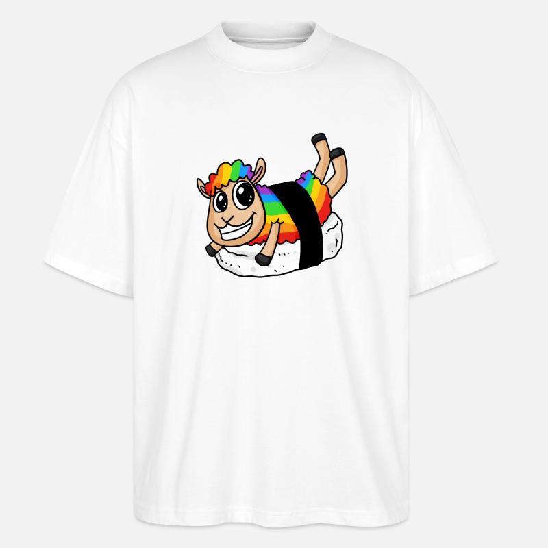 Rainbow Sushi Sheep - Stanley/Stella Oversized Unisex Organic T-shirt Blaster 2.0 - white