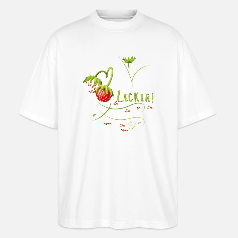 Erdbeerzeit, lecker, Erdbeere - Stanley/Stella Oversized Unisex Bio T-Shirt Blaster 2.0 - Weiß