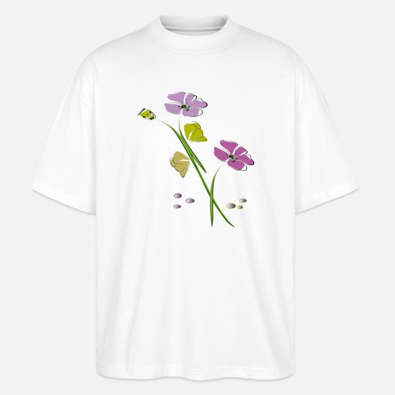 Blumen, Fleurs - T-shirt bio Blaster 2.0 coupe oversize Stanley/Stella Unisexe - blanc