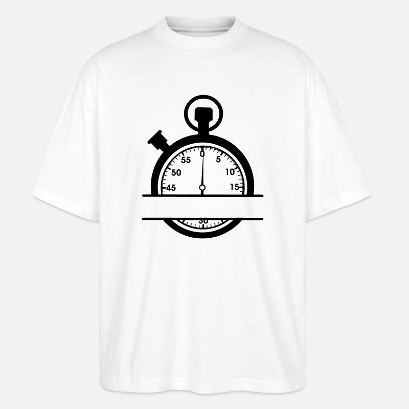 Minutenstoppuhr mit Ausschnitt - Stanley/Stella Oversized Unisex Bio T-Shirt Blaster 2.0 - Weiß