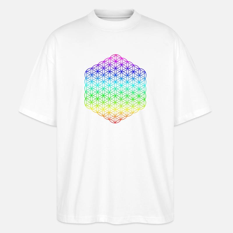 Blume des Lebens - 5. Dimension - Mandala - Stanley/Stella Oversized Unisex Bio T-Shirt Blaster 2.0 - Weiß