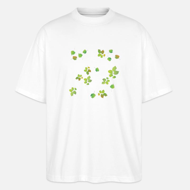 Spring Leaves Pattern - Stanley/Stella Oversized Unisex Organic T-shirt Blaster 2.0 - white