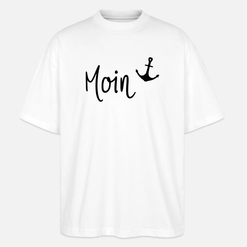 Moin mit Anker - Stanley/Stella Oversized Unisex Bio T-Shirt Blaster 2.0 - Weiß