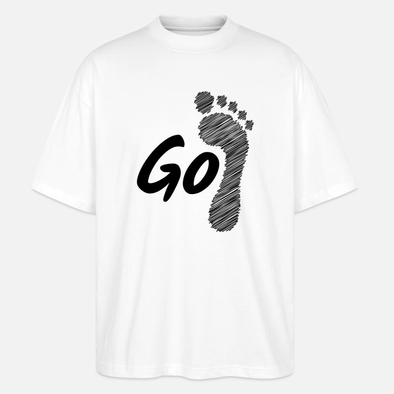 Go barefoot - gehe barfuß - Stanley/Stella Oversized Unisex Bio T-Shirt Blaster 2.0 - Weiß