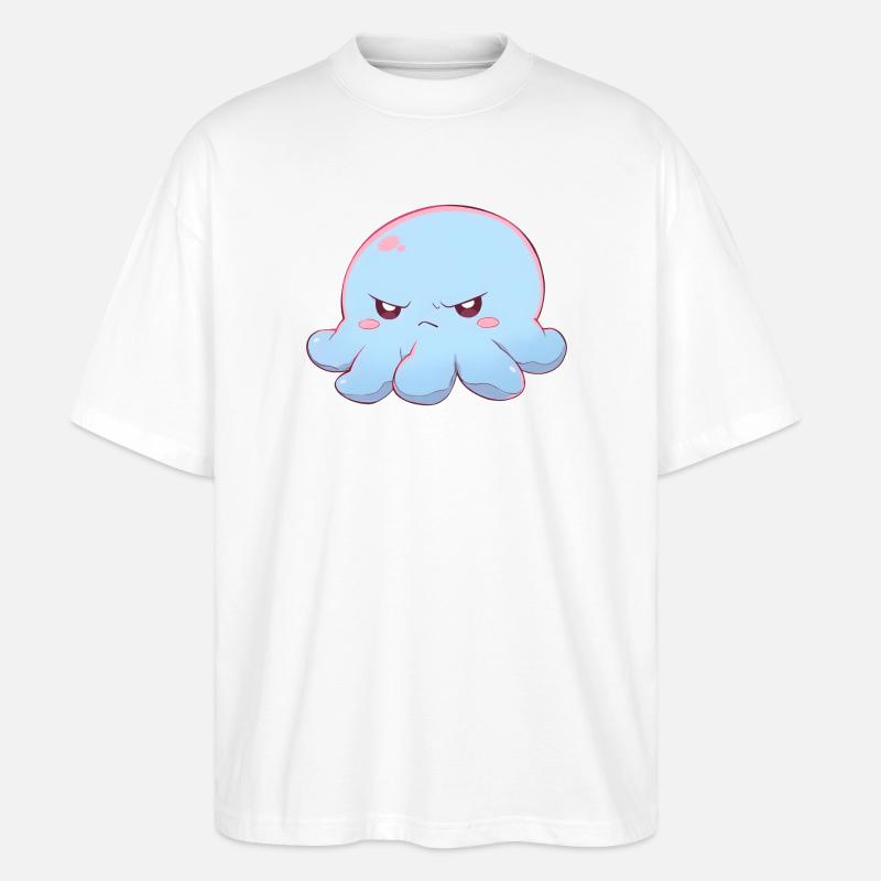 Blue grumpy octopus - Stanley/Stella Oversized Unisex Bio T-Shirt Blaster 2.0 - Weiß