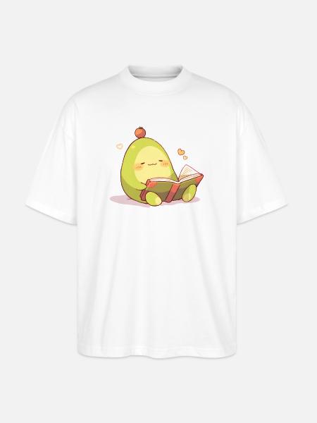 Avocado Leseheld – Kuschelnde Buchzeit - Stanley/Stella Oversized Unisex Bio T-Shirt Blaster 2.0 - Weiß