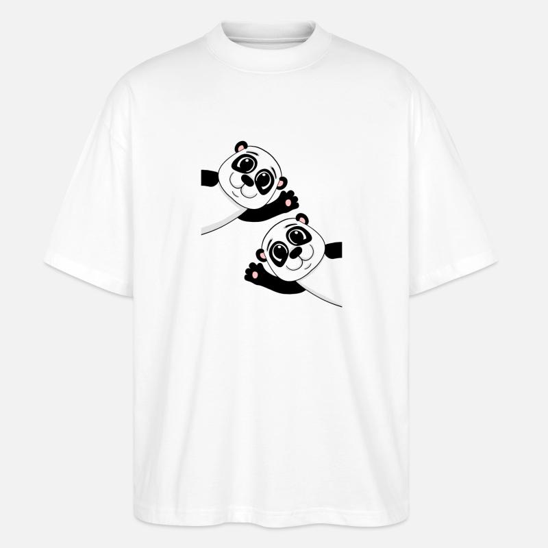 Pandas mignons - T-shirt bio Blaster 2.0 coupe oversize Stanley/Stella Unisexe - blanc