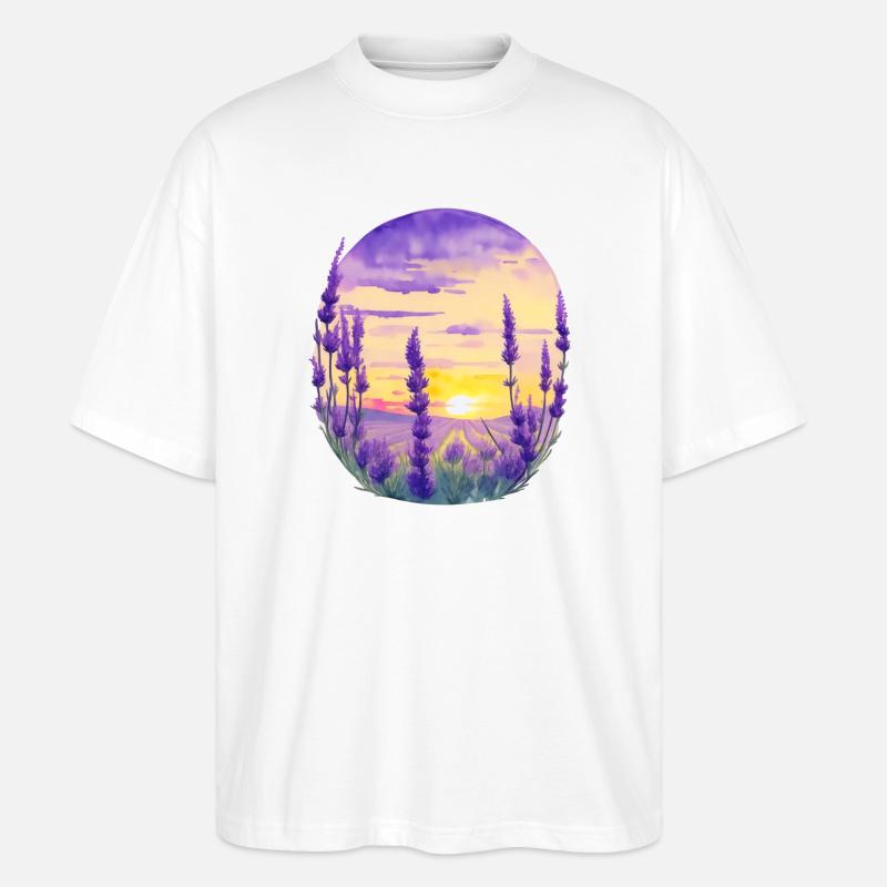 Lavendelfeld - Stanley/Stella Oversized Unisex Bio T-Shirt Blaster 2.0 - Weiß