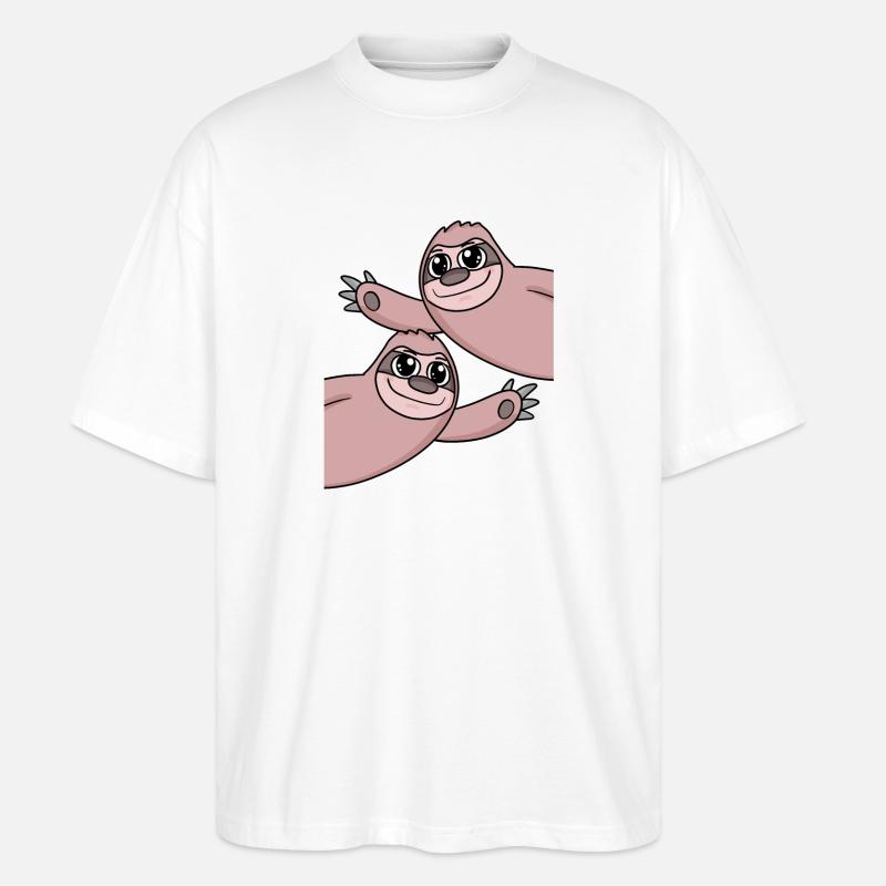 Sloth Sloths - Stanley/Stella Oversized Unisex Organic T-shirt Blaster 2.0 - white