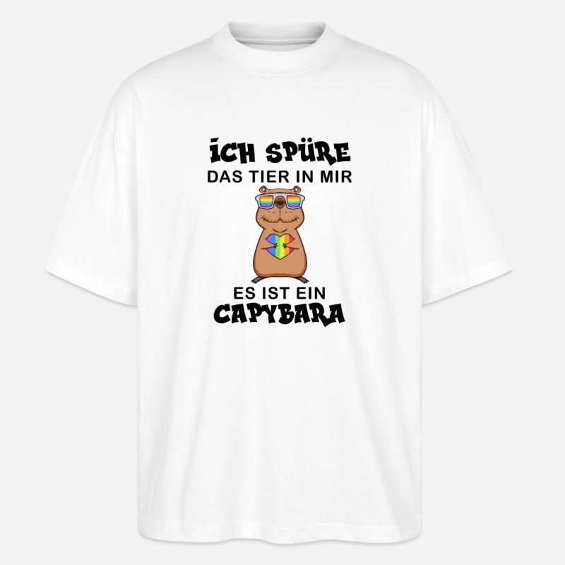 Capybara Wasserschwein Geschenk - Stanley/Stella Oversized Unisex Bio T-Shirt Blaster 2.0 - Weiß